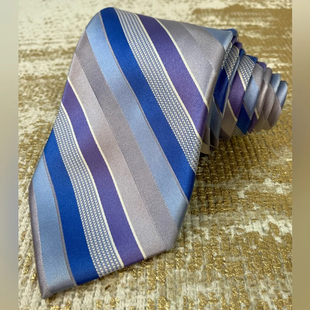 MICHAEL KORS Men’s Blue & Purple Striped Silk Necktie | Office Business Work